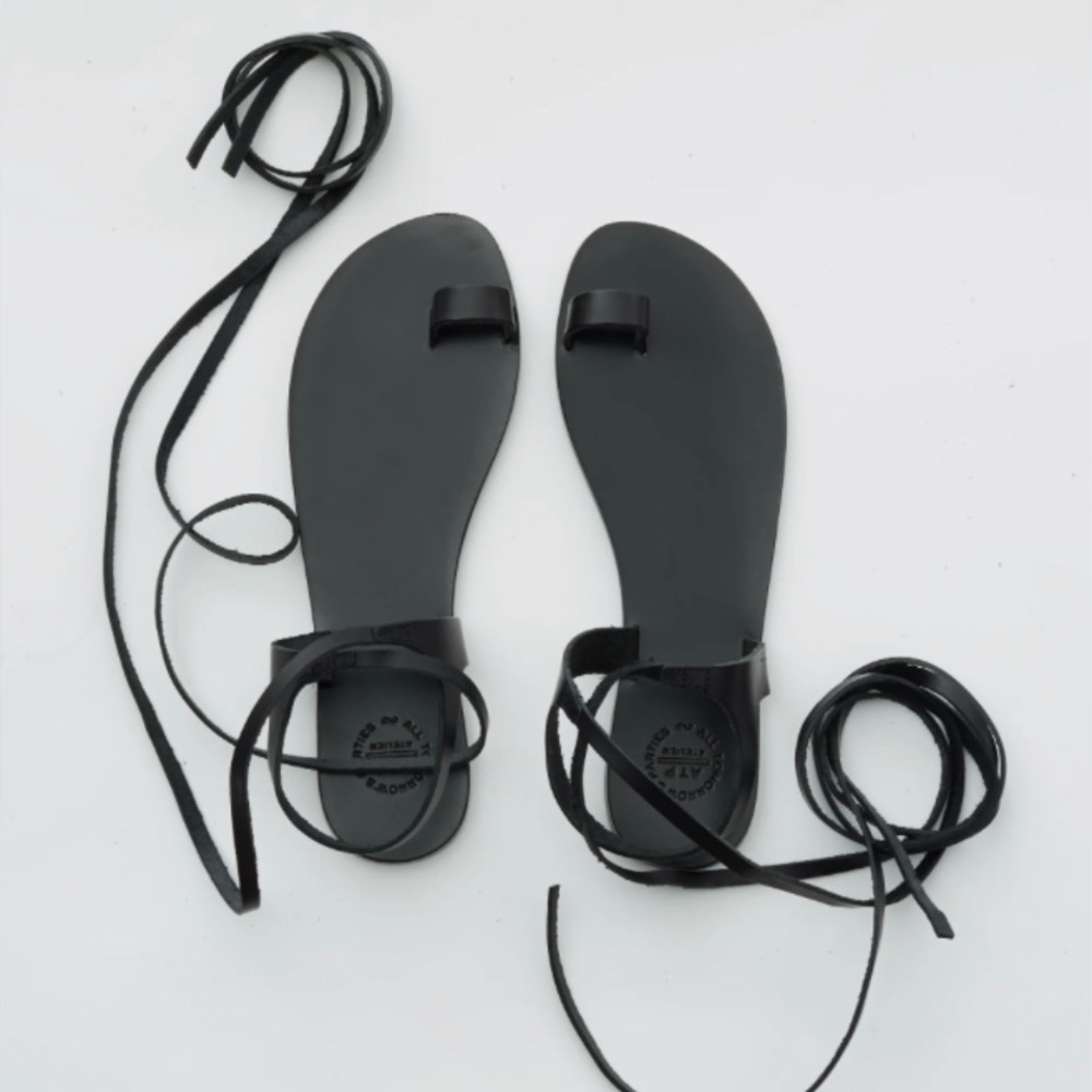 ATP NWT Atelier Candela lace-up sandals in black calf  size 40